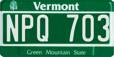 VT license plate NPQ703