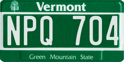VT license plate NPQ704