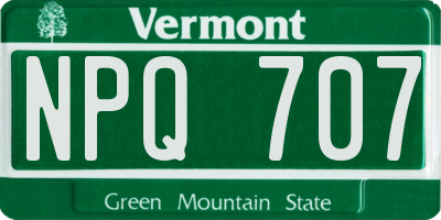 VT license plate NPQ707