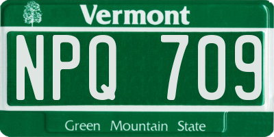 VT license plate NPQ709