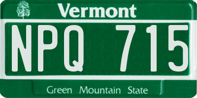 VT license plate NPQ715
