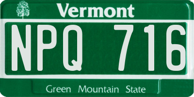 VT license plate NPQ716