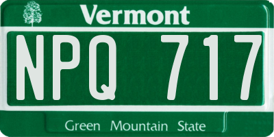VT license plate NPQ717