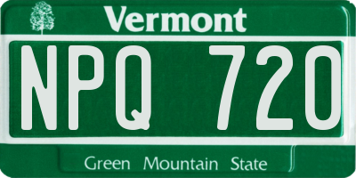 VT license plate NPQ720