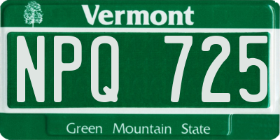 VT license plate NPQ725
