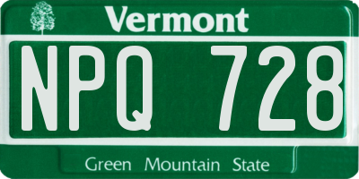 VT license plate NPQ728