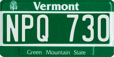 VT license plate NPQ730