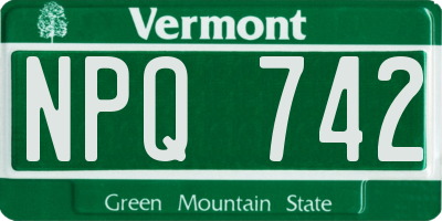 VT license plate NPQ742