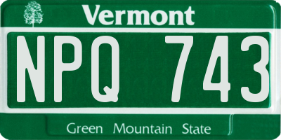 VT license plate NPQ743