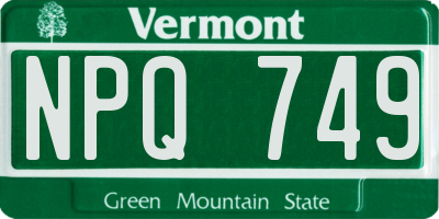 VT license plate NPQ749