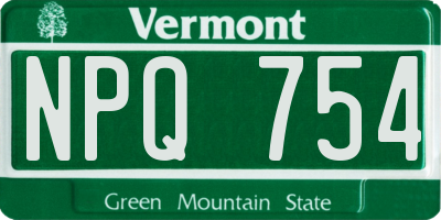 VT license plate NPQ754