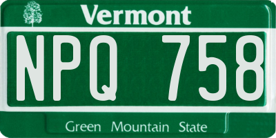 VT license plate NPQ758