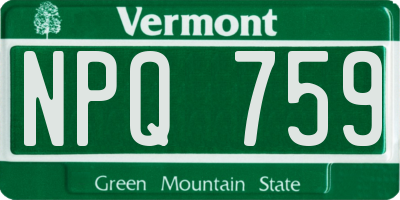 VT license plate NPQ759