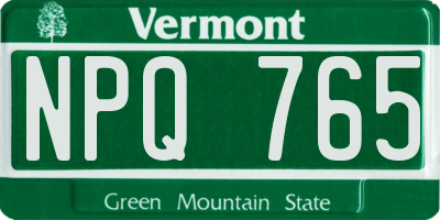 VT license plate NPQ765