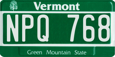 VT license plate NPQ768