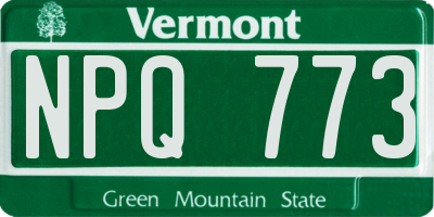 VT license plate NPQ773
