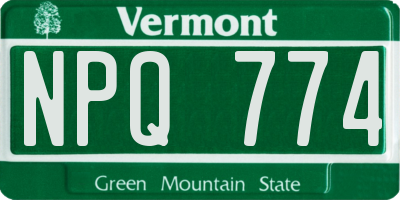VT license plate NPQ774