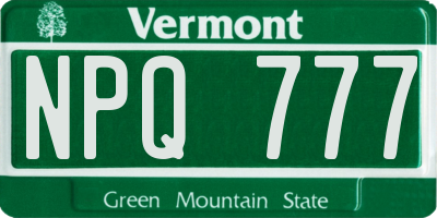 VT license plate NPQ777