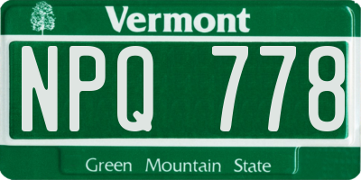 VT license plate NPQ778