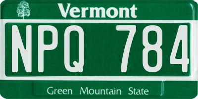 VT license plate NPQ784
