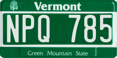 VT license plate NPQ785