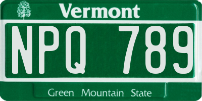 VT license plate NPQ789