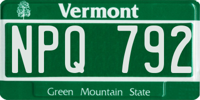 VT license plate NPQ792