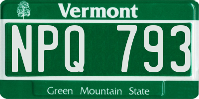 VT license plate NPQ793