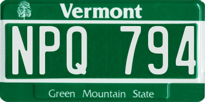 VT license plate NPQ794