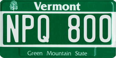 VT license plate NPQ800