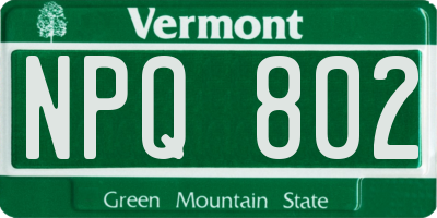 VT license plate NPQ802
