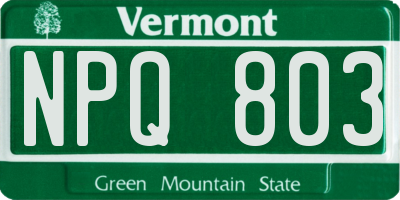 VT license plate NPQ803