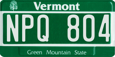 VT license plate NPQ804
