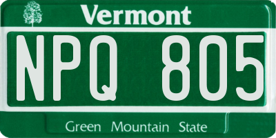 VT license plate NPQ805