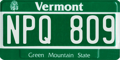 VT license plate NPQ809