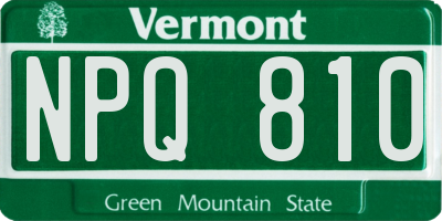 VT license plate NPQ810
