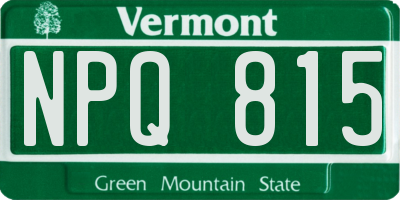 VT license plate NPQ815