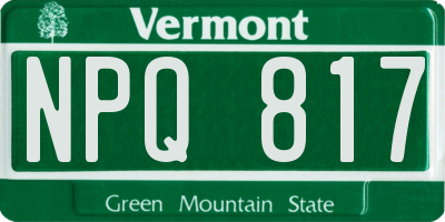 VT license plate NPQ817