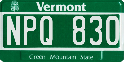 VT license plate NPQ830