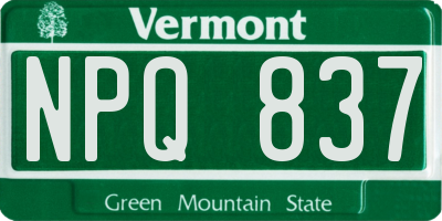 VT license plate NPQ837
