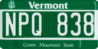 VT license plate NPQ838