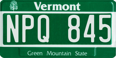 VT license plate NPQ845