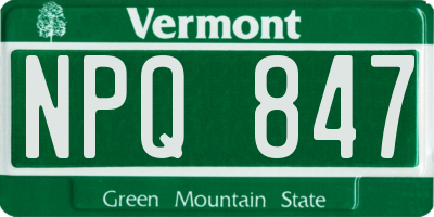 VT license plate NPQ847