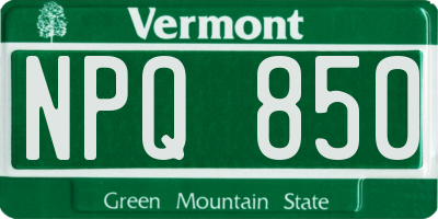 VT license plate NPQ850