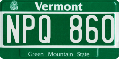 VT license plate NPQ860