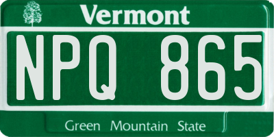 VT license plate NPQ865