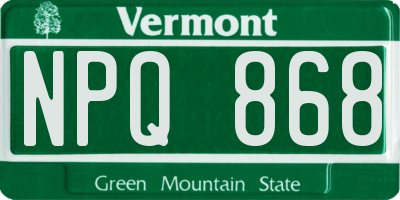 VT license plate NPQ868