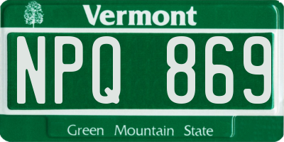 VT license plate NPQ869