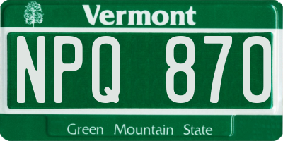 VT license plate NPQ870