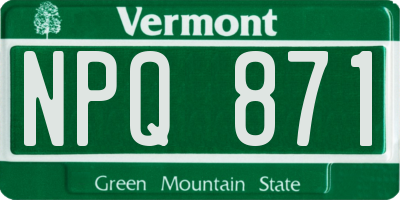 VT license plate NPQ871